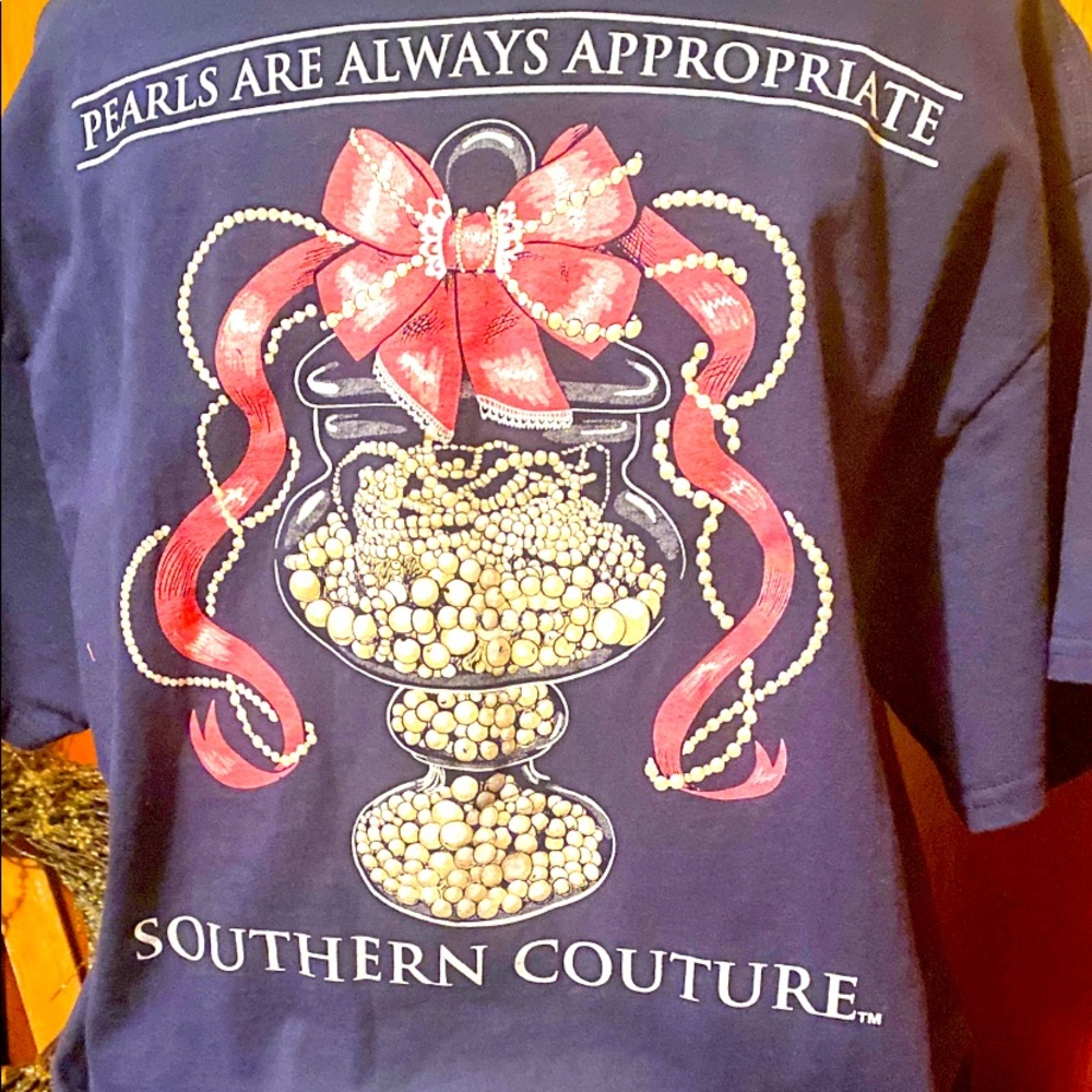 SOUTHERN COUTURE SZ LARGE SHORT SLEEVE PEARLS TEE